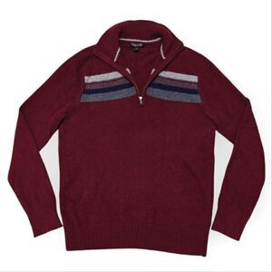 Banana Republic Italian Yarn Wool blend burgundy quarter zip sweater size M